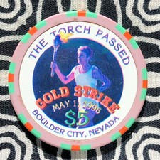 Gold Strike $5 LE Torch 1996 Boulder City, Nevada Gaming Poker Casino Chip A3