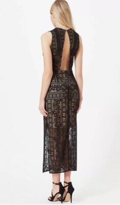 chinese dress ladies Rent Miss Selfridge Lace Trim Faux Leather Croc Maxi Dress In Black main image 0
