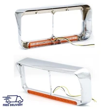 For Kenworth T400 T600 T800 W900B W900L Chrome LED Headlight Bezel Pair