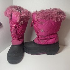 Kamik Girls Snow Waterproof Winter Boots Black Pink Easy On Size 6 Big Girl Boot