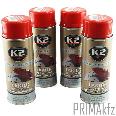 4x ORIGINAL K2 Bremssattellack Spray Brake Caliper Paint Rot 400ml