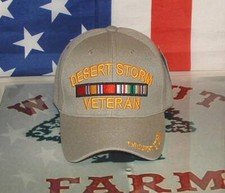Desert Storm Authentic Ribbons Military Approved Embroidered Beige Ball Cap.
