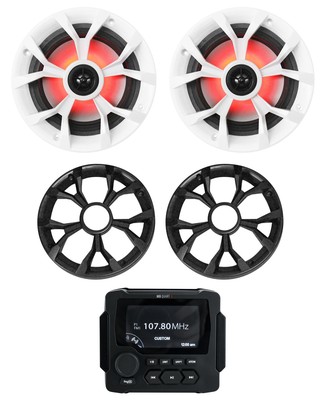 MB Quart GMR-LED Marine/Boat Receiver w/Bluetooth/USB+(2) 6.5'' LED Speakers