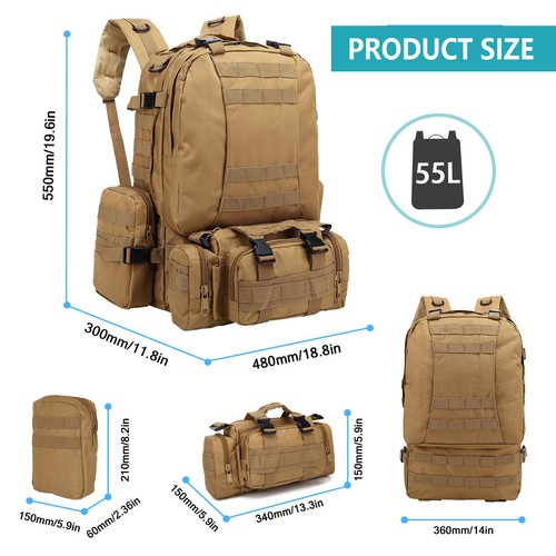 Outdoor Tactical Backpack Camping Bag Travel Hiking - Picture 34 of 36