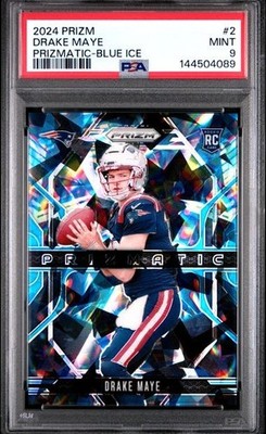 2024 PANINI PRIZM PRIZMATIC BLUE ICE #2 DRAKE MAYE ROOKIE RC 18/99 PSA 9