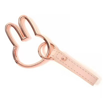 New Miffy Key Fob Keychain Leather Ring Charm Clip to Bag Purse Holder Rose Gold