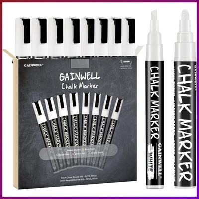 Liquid Chalk Marker 3mm 6mm Wasserbasiert 8er Set für Tafel Whiteboard Glas