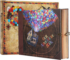 Scrapbook Photo Album,Our Adventure Book, Embossed Words Hard Cover Movie Up Tra