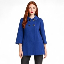 Banana Republic Wool Blend Double Breasted Blue Peacoat Sz S