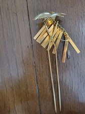 Gold Leaf-Shaped Hairpin for Kimono or Yukata Decorative Hair Accessory