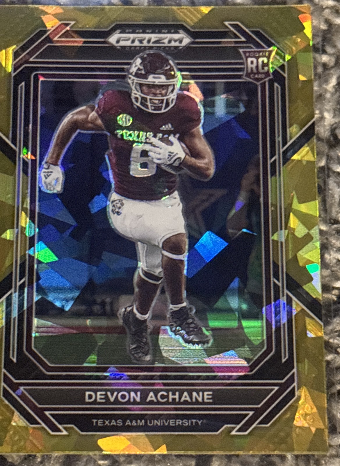 De'Von Achane Panini Prizm Draft Picks #117 Gold Ice