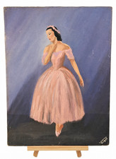 1956 Original Oil Painting "Ballerinas" Signed Laverne Kapp Henning Studio PA