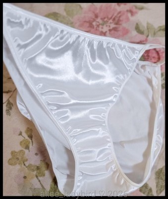 NWT Vintage CACIQUE Satin PANTIES Double String BRIEF Second Skin White 14/16