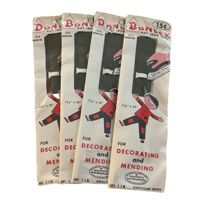 Vintage BONDEX Hot Iron Tape Lot Of 4 Original Unopened Packaging - Bronzine