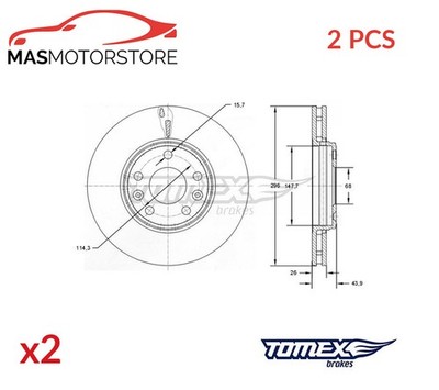 BREMSSCHEIBEN SATZ PAAR VORNE TOMEX BRAKES TX 72-51 2PCS P NEU OE QUALITÄT