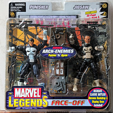 Marvel Legends Face-Off Punisher vs Jigsaw Set w  Comic  Display Base  Backdrop