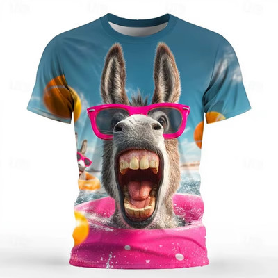 Abstract Funny Animals Pattern T Shirt Unisex Clothing Short Sleeve Collectible Tees