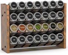 Spice Rack Organizer Wall Mount 4 Tier Wooden Kitchen Cabinet Storage Rack