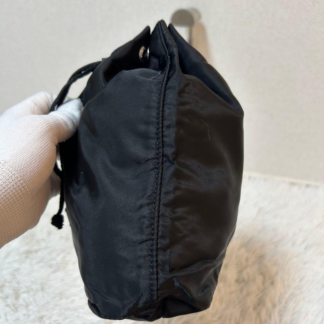 Prada Nylon Black Triangle Logo Drawstring Pouch … - image 4