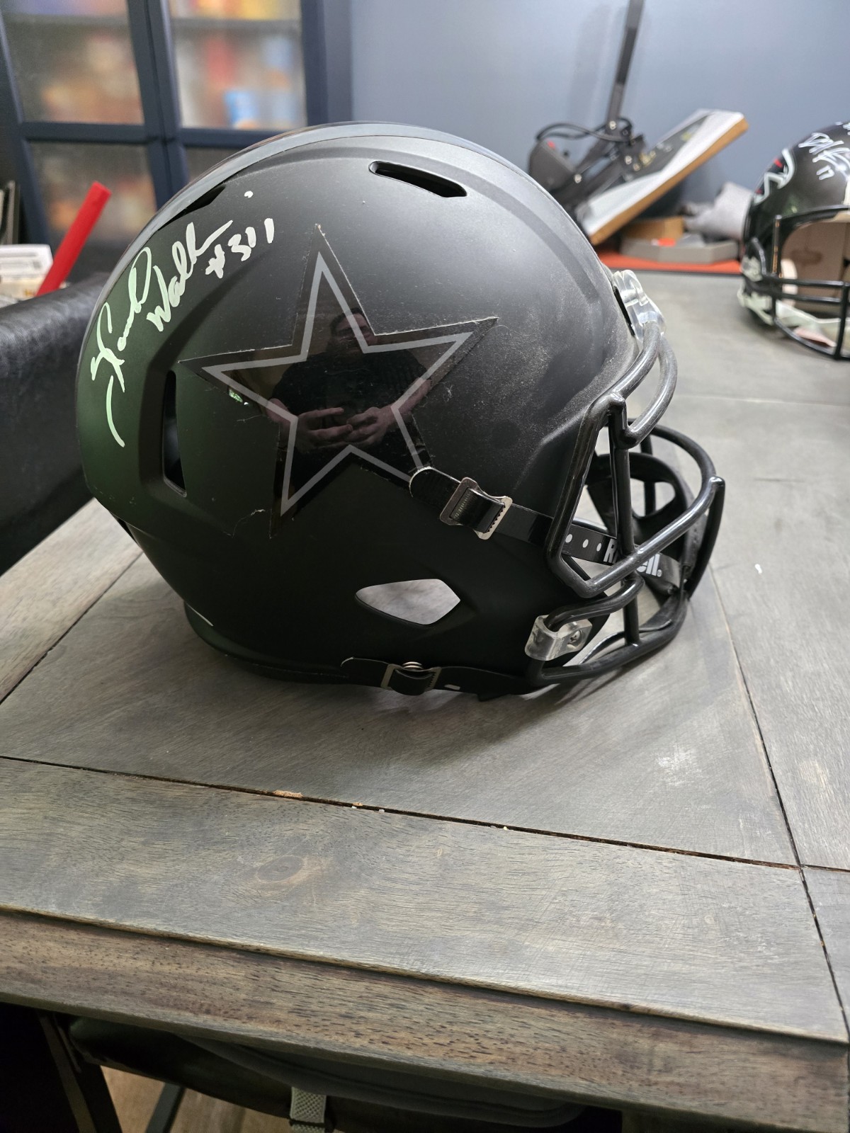 Herschel Walker Autographed Signed Dallas Cowboys Replica Full Sized Blackout Helmet. JSA certified 