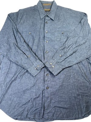 Robert Talbott Shirt Men's 2XL Blue Cotton Pockets Long Sleeve Button-Up Classic