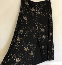 Vintage Briggs Black Floral Midi Skirt PL Liquid Knit Fairy Whimsigoth Cottage