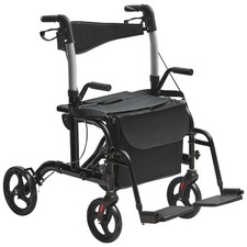 VEVOR 2 in 1 Rollator Walker & Transport Chair Folding Walker Wheelchair Combo