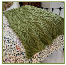Knitting Pattern Blanket warm throw quick knit super chunky diamonds cable