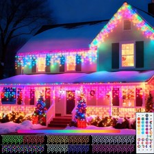 Color Changing Icicle Lights with Remote, 35 Colors Christmas Icicle Lights, ...