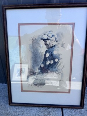 Jockey by E HALLER Lithograph Pencil Signed Artist Proof Framed COA BH