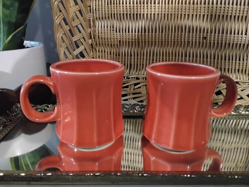 Fiesta Fiestaware Homer Laughlin Persimmon Tower Coffee Mug Made in USA x2