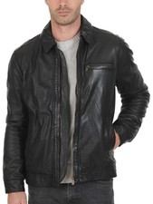 New Mens Leather Jacket real lambskin coat biker motorcycle racer cafe Slim M732