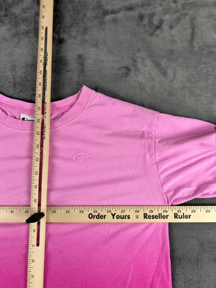 Camiseta corta Champion para mujer talla pequeña rosa ombre camiseta deportiva estilo Y2K Foto 4 de 4