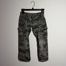 Levi's Cargo Pants Boys 8 Gray Green Camouflage Print Logo Straight Leg Outdoor
