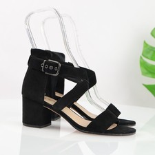 Via Spiga Womens Jobina Sandals Size 6.5 Black Suede Block Heel Crisscross Strap