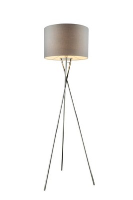 GLOBO GUSTAV Stehleuchte Metall verchromt, 1x E27, 160 cm, grau Textilschirm, Fu