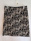 Frenchi Skirt Women's Size Small Black Beige Stretch Floral Knee Length A-Line