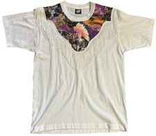 Vintage Screen Stars Best Native American Short Sleeve Shirt With Tassels Size L