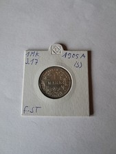 1 Mk 1905 A f.st Kaiserreich J.17 Silber +1 Pfg. 1909 E vz J.10 VB.