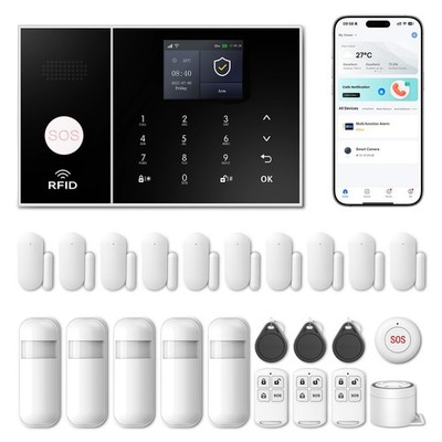 Wireless Alarm System for Home Security,24 Pcs Home Alarm System Wireless DIY Ki
