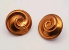 1970s-80s Stud Earrings Vintage Fashion Jewelry 1" Round Circle Copper Tin Swirl