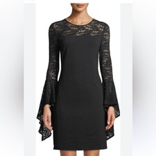 Vince Camuto Lace Black Long Sleeve Bell Dress sz 4