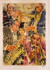 Remo Squillantini litografia "JAZZ" cm. 70 x 50 del 1987