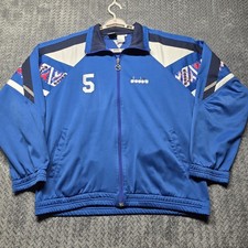 Diadora Light Your Fire Track Jacket Mens Large Blue White Full Zip Vintage 90's