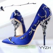 Womens Metal Stilettos High Heels Elegant Pumps Wedding Party Stage Shoes A