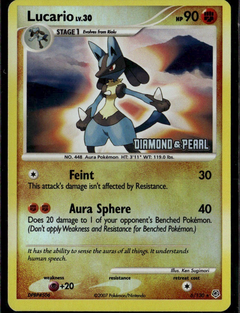 rare diamond and pearl pokemon cards Lucario Holo Rare Diamond and Pearl 6/130 Fighting Reverse Holo Pokemon Card