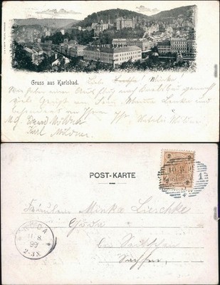 Ansichtskarte Karlsbad Karlovy Vary Blick auf die Stadt 1899