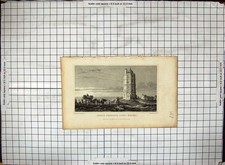 Old Engraving 1828 North Foreland Light House Horse Cart Gastineau Ad 19th