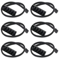 6 Pack 4 Pin PWM Fan Hub 1 to 5 Way Splitter Power Cable For PC Case Cooling Fan