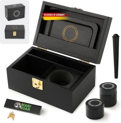 Grinder Box aus Bambusholz Aufbewahrungsbox Stash Box Storage Box in schwarz
